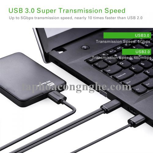 Ugreen 10898 0.5M màu Đen Cáp USB 3.0 sang MICRO USB 3.0 cho ổ cứng hỗ trợ nguồn US140 30010898